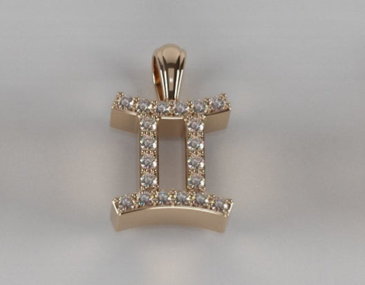 Gemini zodiac diamond pendant
