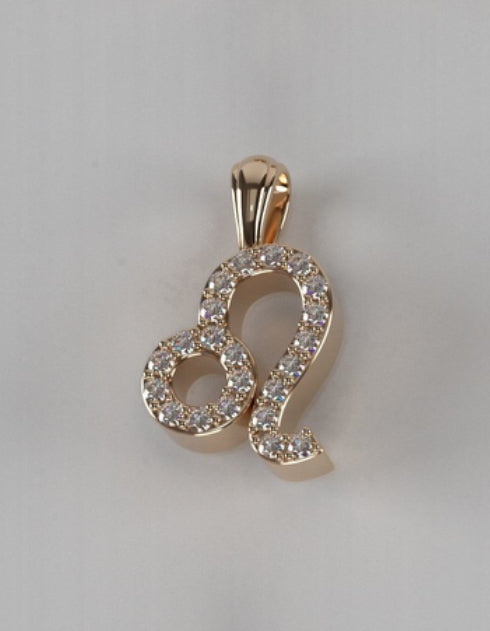 Leo zodiac diamond pendant