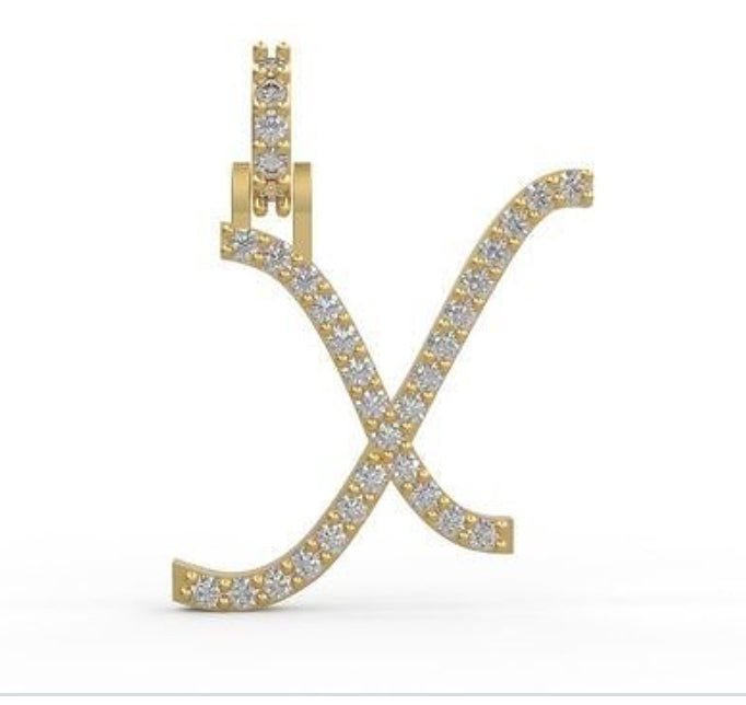 “X” initial diamond pendant