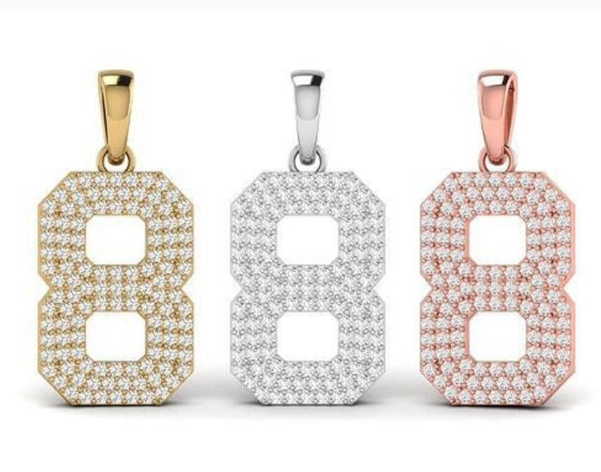“8” number diamond pendant