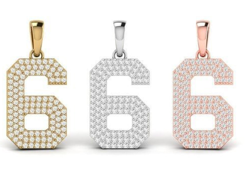 “6” number diamond pendant