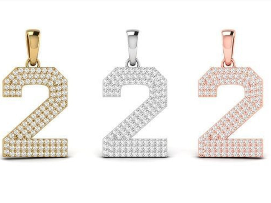 “2” number diamond pendant