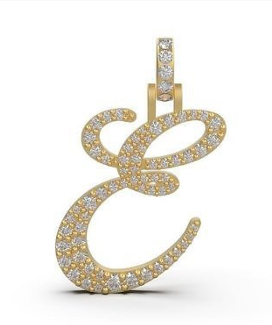 “E” initial diamond pendant