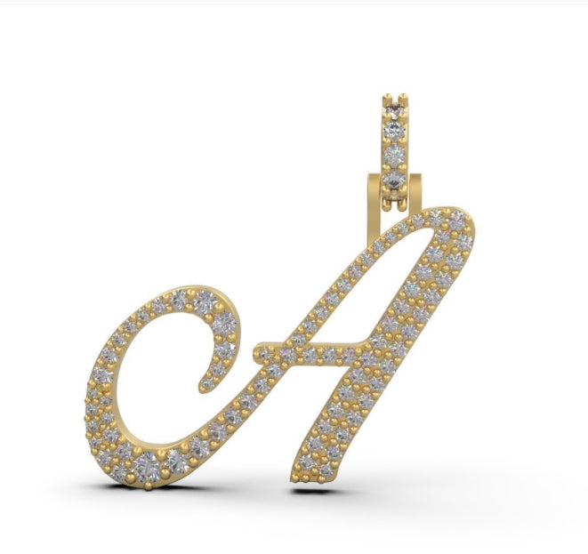 “A” initial diamond pendant