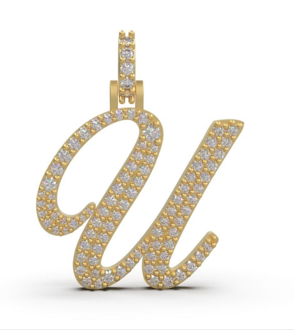 “U” initial diamond pendant