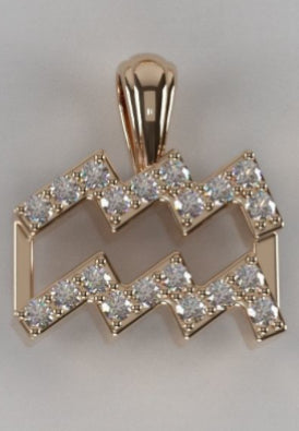 Aquarius zodiac diamond pendant