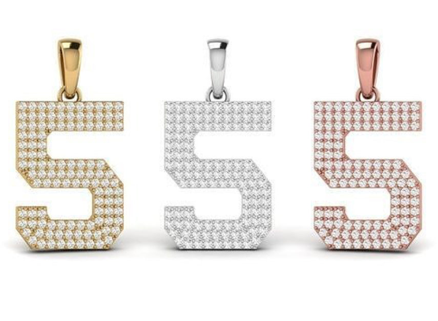 “5” number diamond pendant
