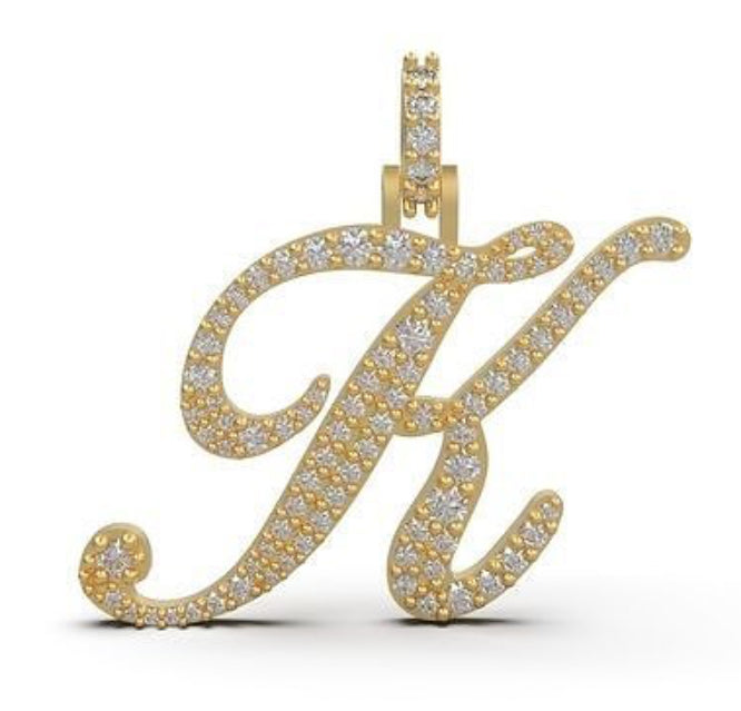 “K” initial diamond pendant