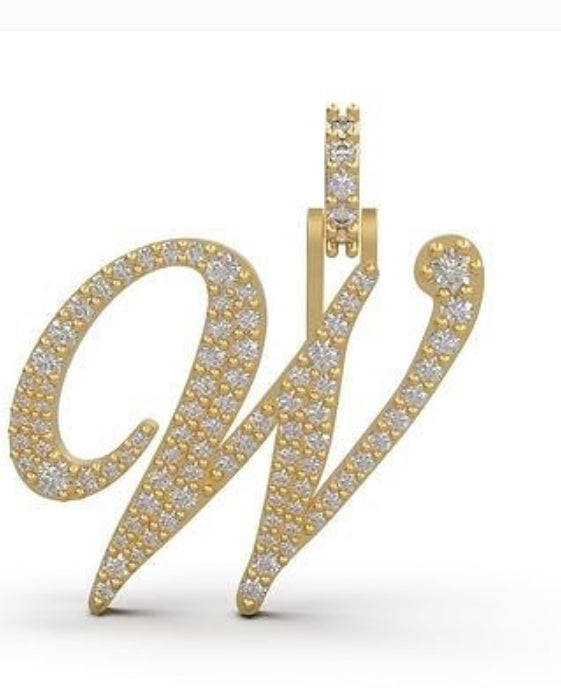 “W” initial diamond pendant