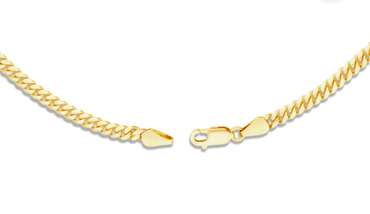 4MM 14K SOLID yellow gold Cuban link