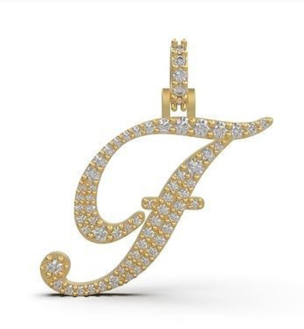 “F” initial diamond pendant