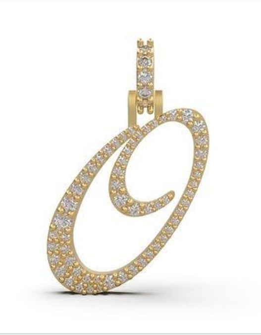 “O” initial diamond pendant