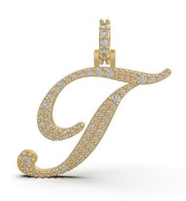 “T” initial diamond pendant