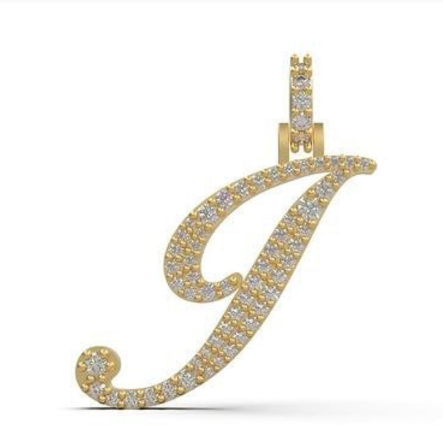 “i” initial diamond pendant