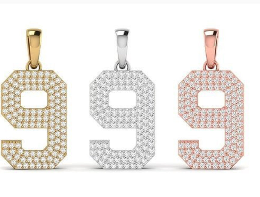 “9” number diamond pendant