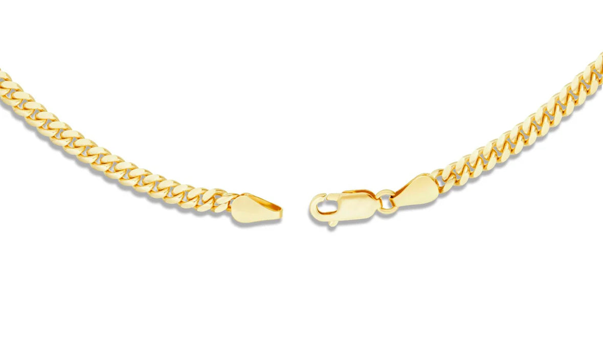 3.2MM 14K SOLID yellow gold Cuban link chain