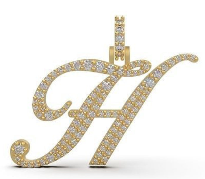 “H” initial diamond pendant