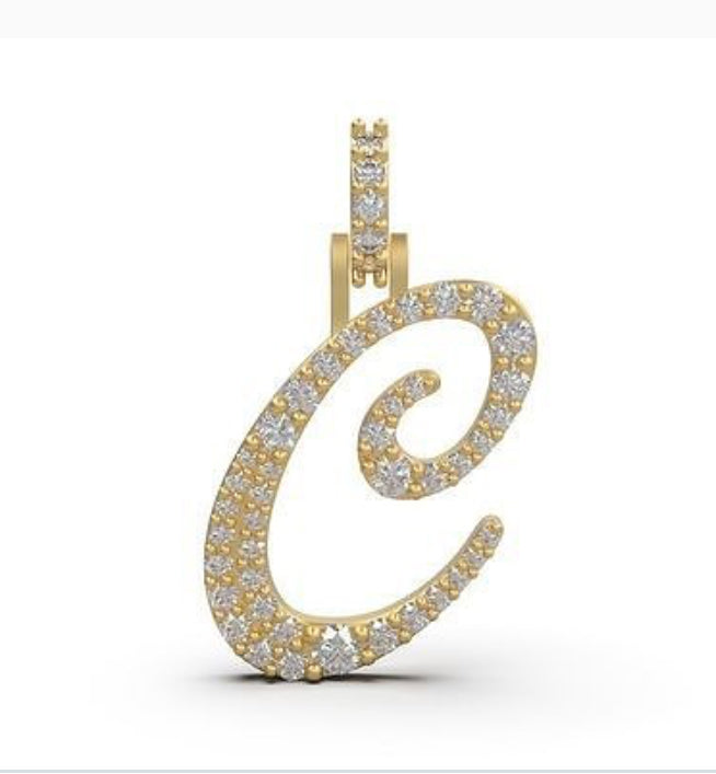 “C” initial diamond pendant