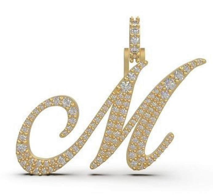 “M” initial diamond pendant