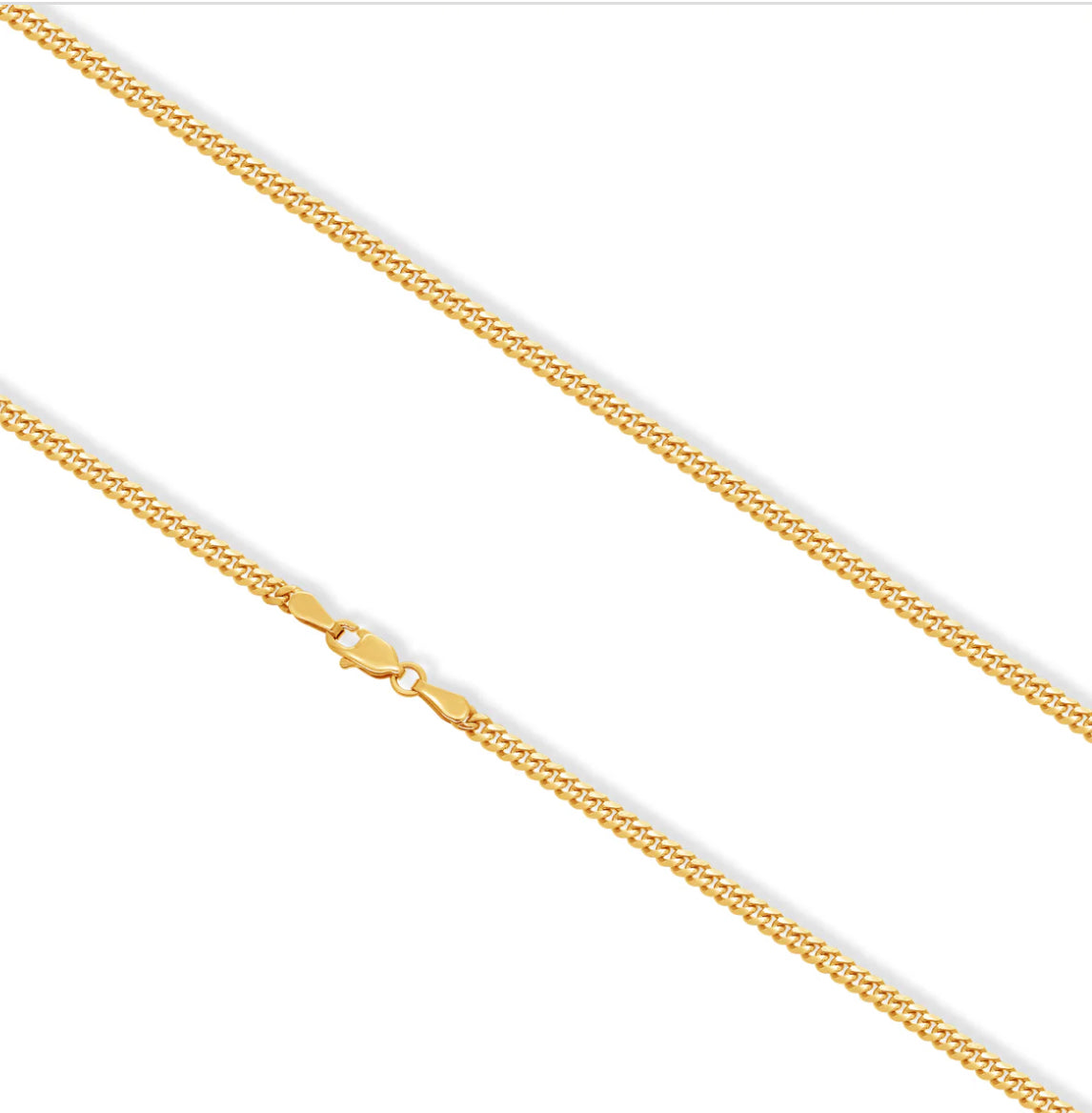 2MM 14K HOLLOW yellow gold Cuban link chain