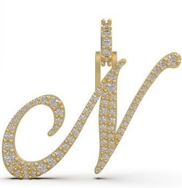 “N” initial diamond pendant