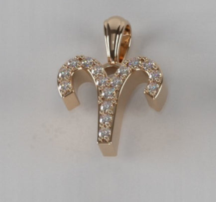 Aries zodiac diamond pendant