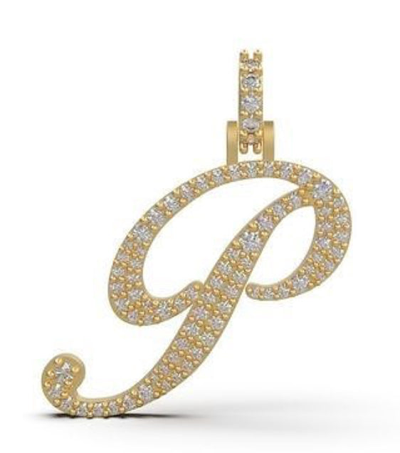 “P” initial diamond pendant
