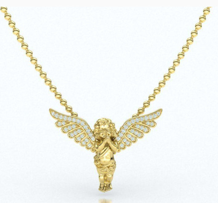 Praying angel diamond pendant