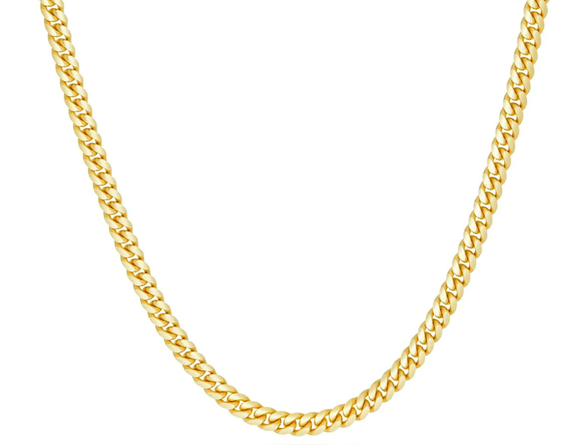 4MM 14K SOLID yellow gold Cuban link