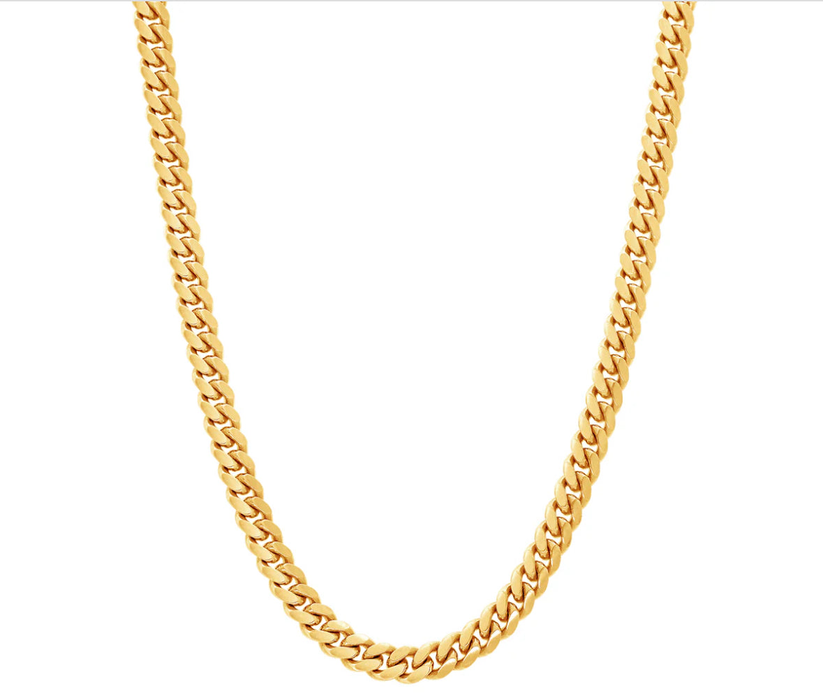 5.5MM 14K HOLLOW yellow gold Cuban link chain
