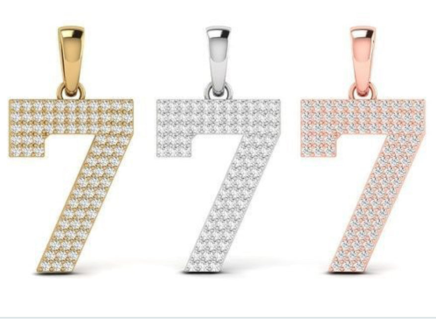 “7” number diamond pendant