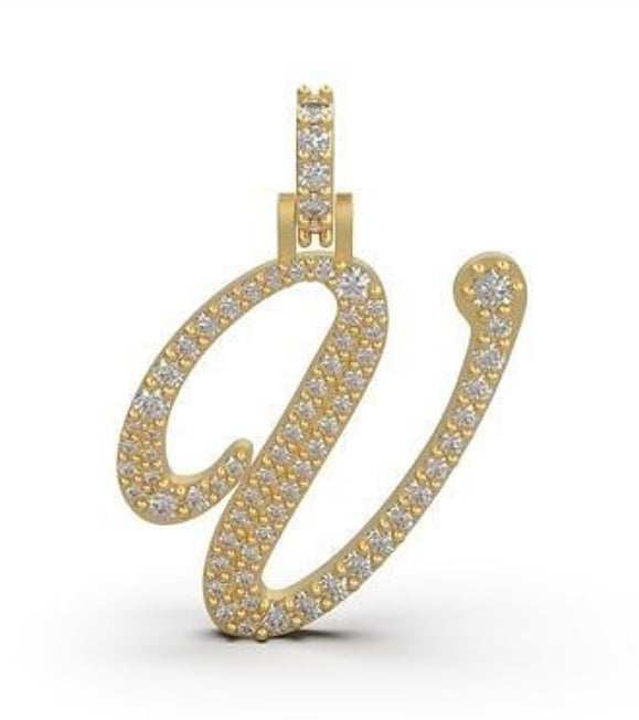 “V” initial diamond pendant