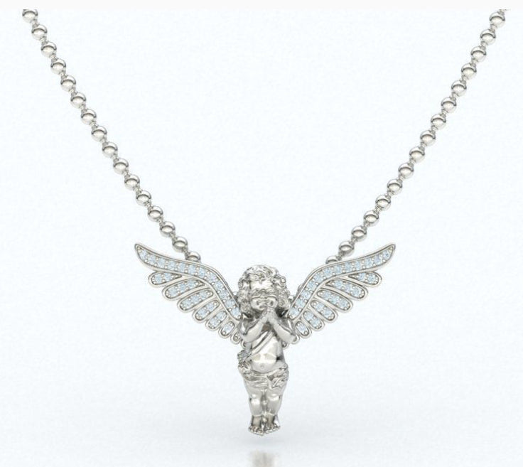 Praying angel diamond pendant