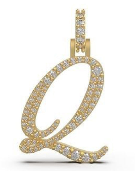 “Q” initial diamond pendant