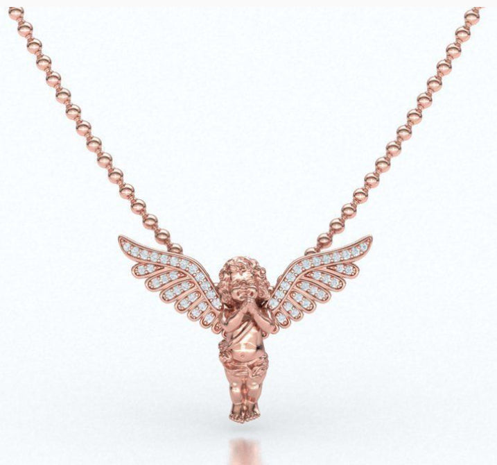 Praying angel diamond pendant